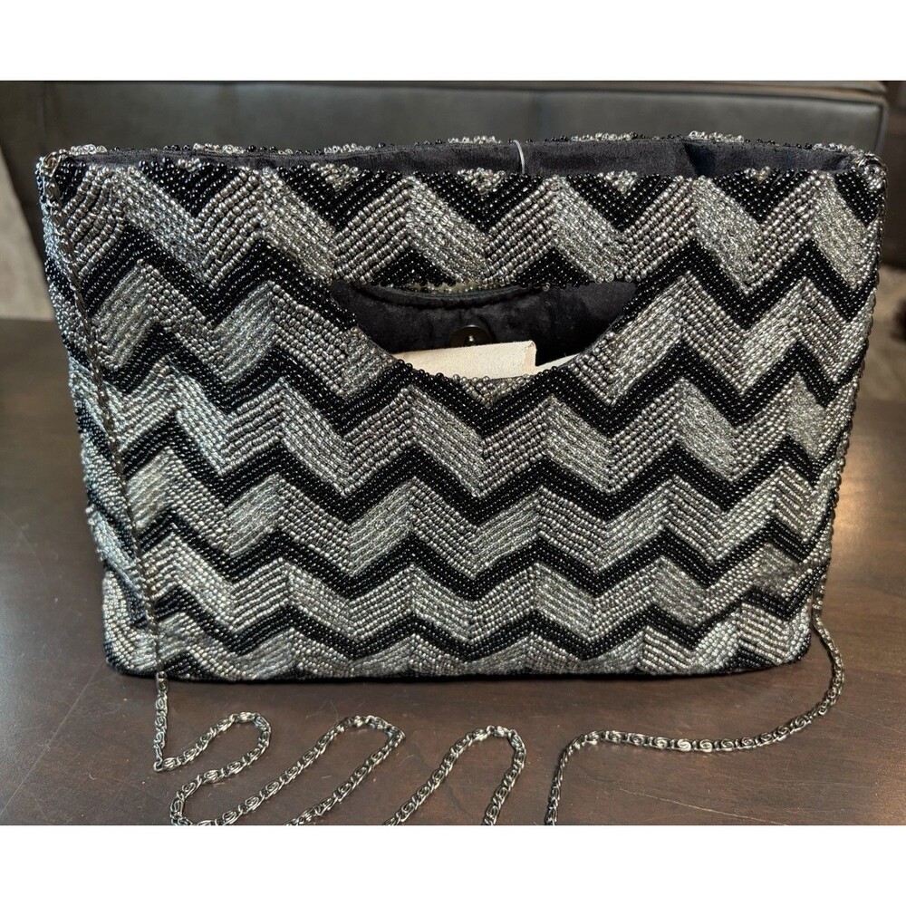 Tiana New York hand-beaded chevron clutch.